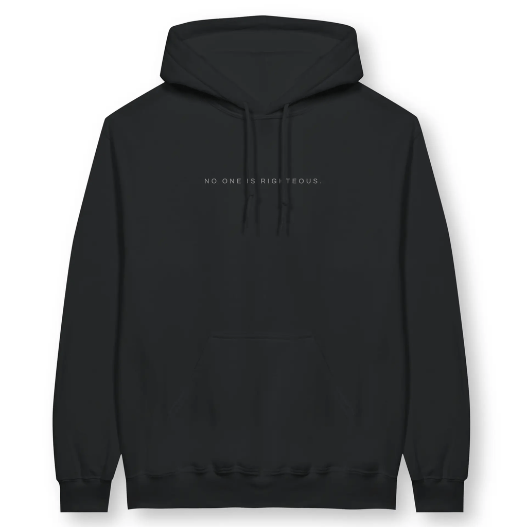 NO ONE IS RIGHTEOUS (2nd Edition, Black) – Unisex Christian Hoodie designed by 3rd Day Christian Clothing.