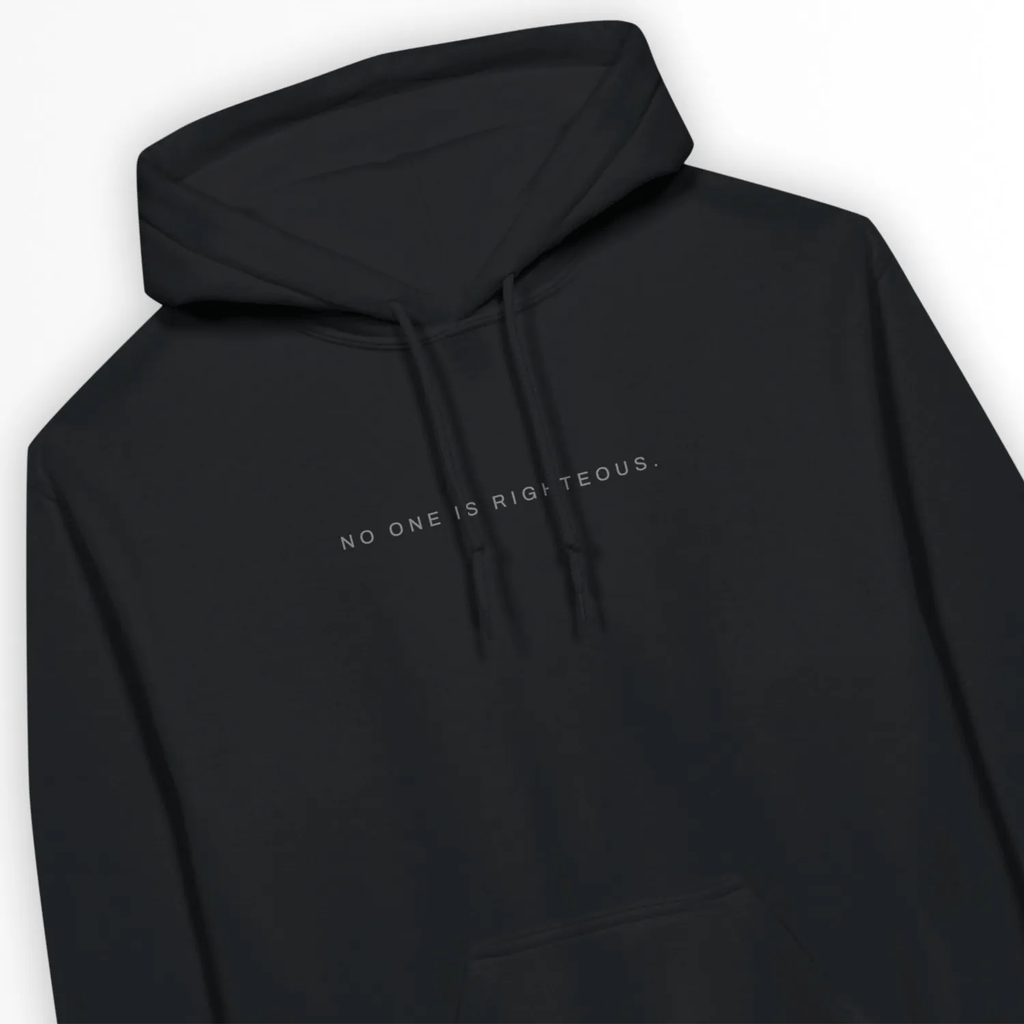 NO ONE IS RIGHTEOUS (2nd Edition, Black) – Unisex Christian Hoodie designed by 3rd Day Christian Clothing.