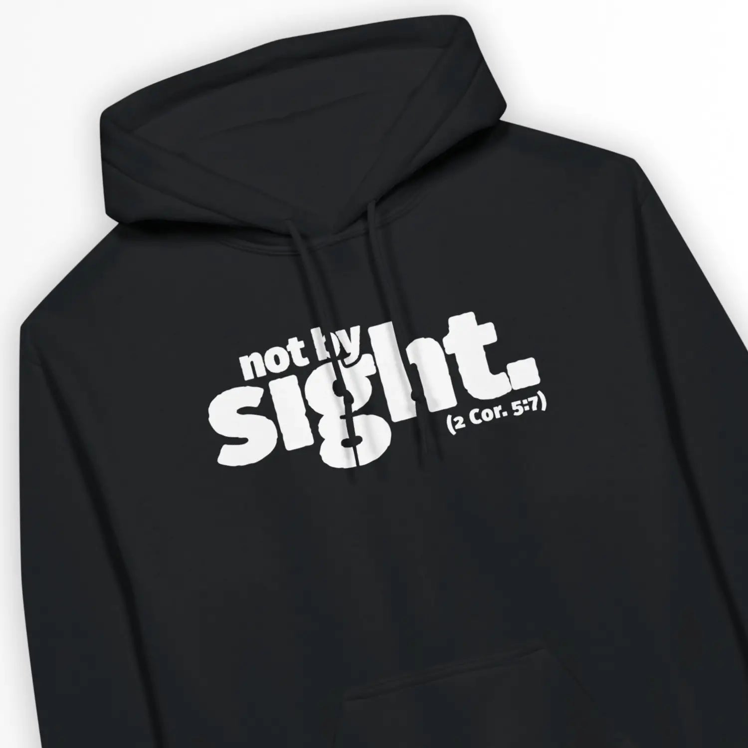 Not by sight (Black) – Unisex Christian Hoodie designed by 3rd Day Christian Clothing.