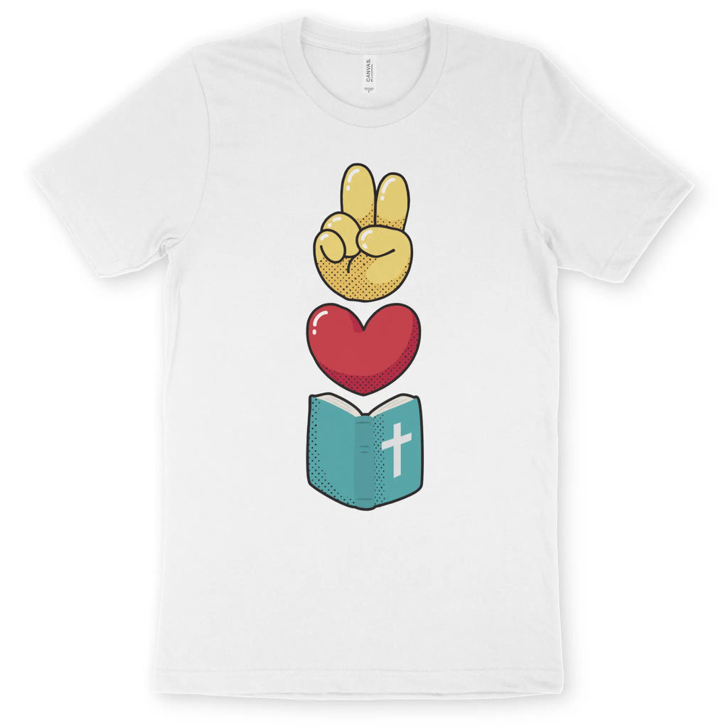 Peace, Love & Good News 2.0 – Unisex Christian T-Shirt designed by 3rd Day Christian Clothing.