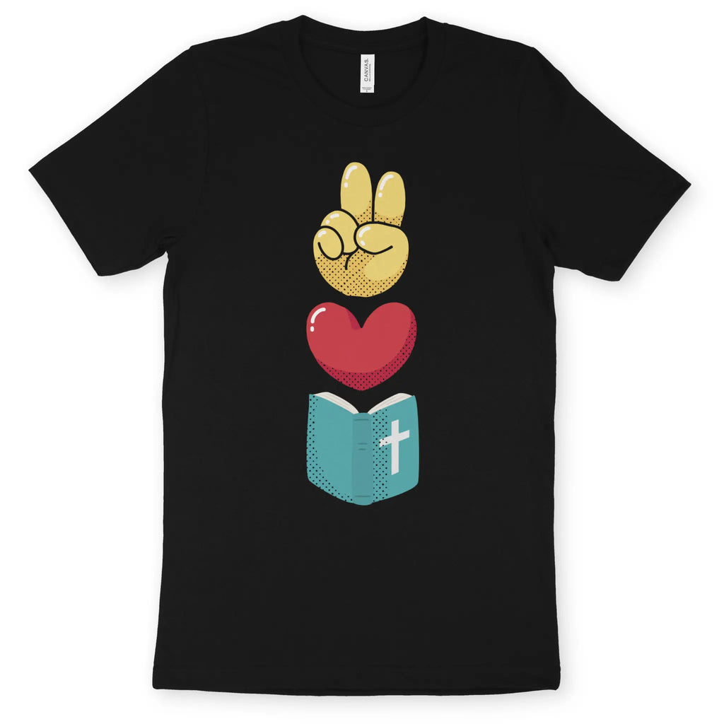 Peace, Love & Good News – Unisex Christian T-Shirt designed by 3rd Day Christian Clothing.