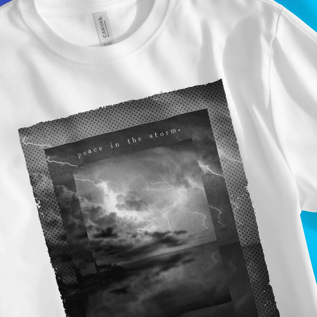 peace in the storm. (B&W Edition) – Unisex Christian T-Shirt designed by 3rd Day Christian Clothing.