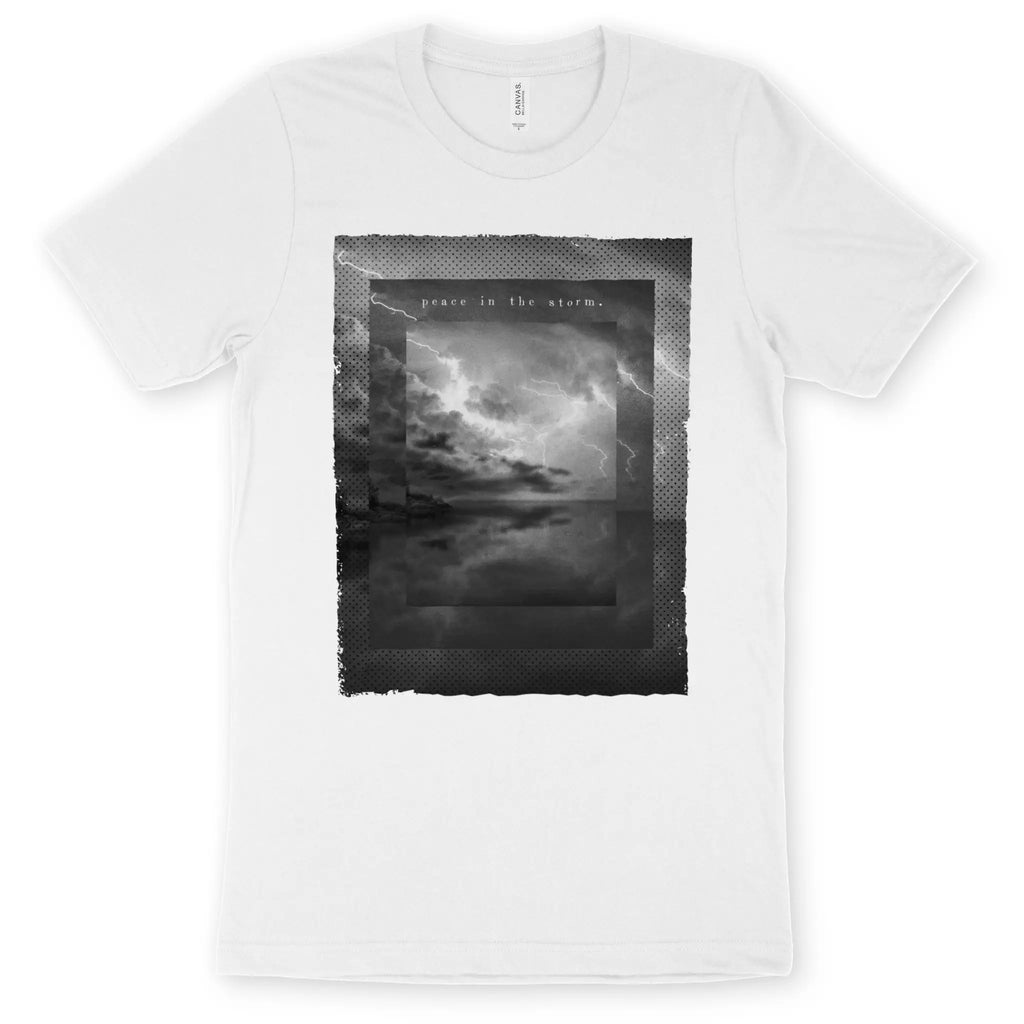 peace in the storm. (B&W Edition) – Unisex Christian T-Shirt designed by 3rd Day Christian Clothing.