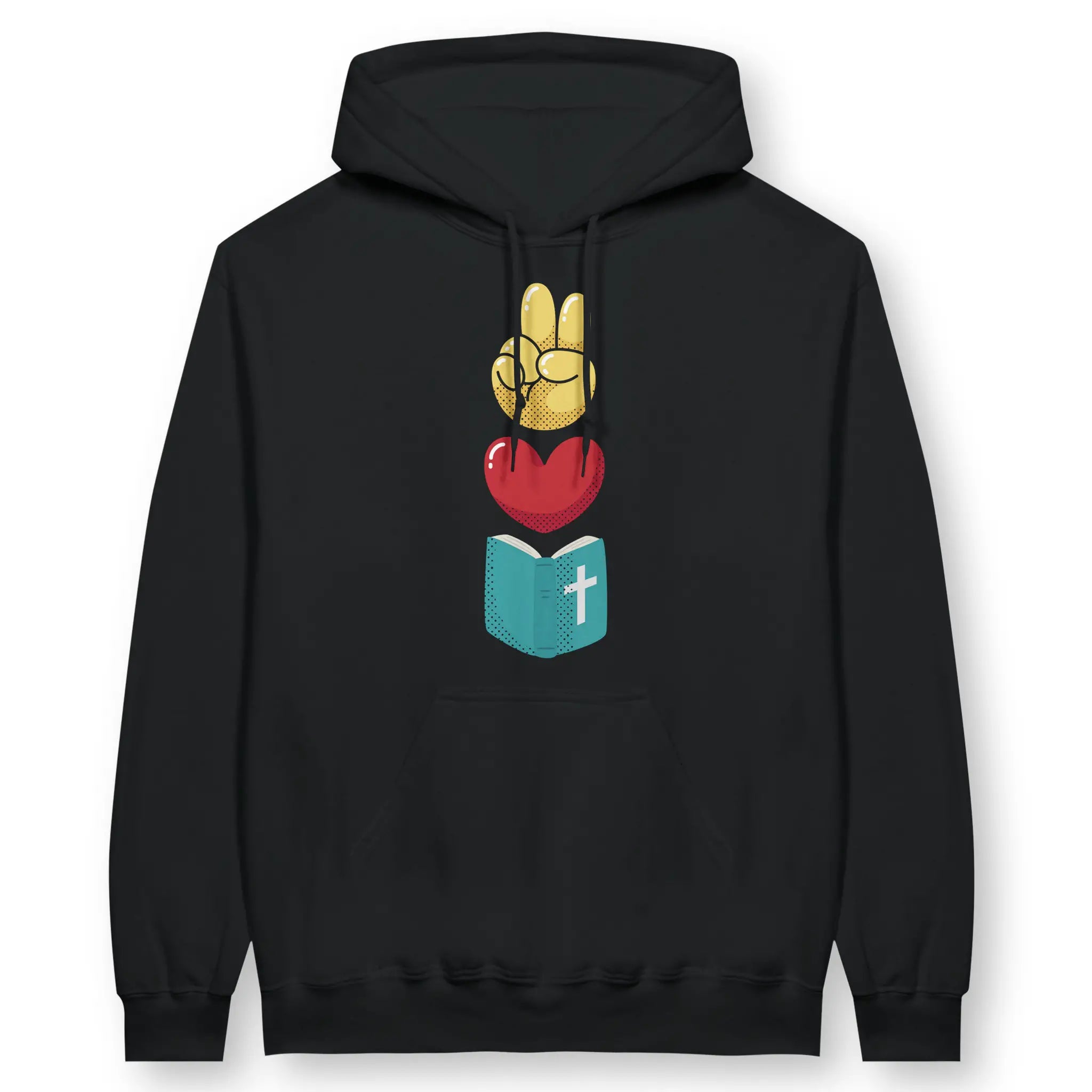 Peace, Love & Good News – Unisex Christian Hoodie designed by 3rd Day Christian Clothing.