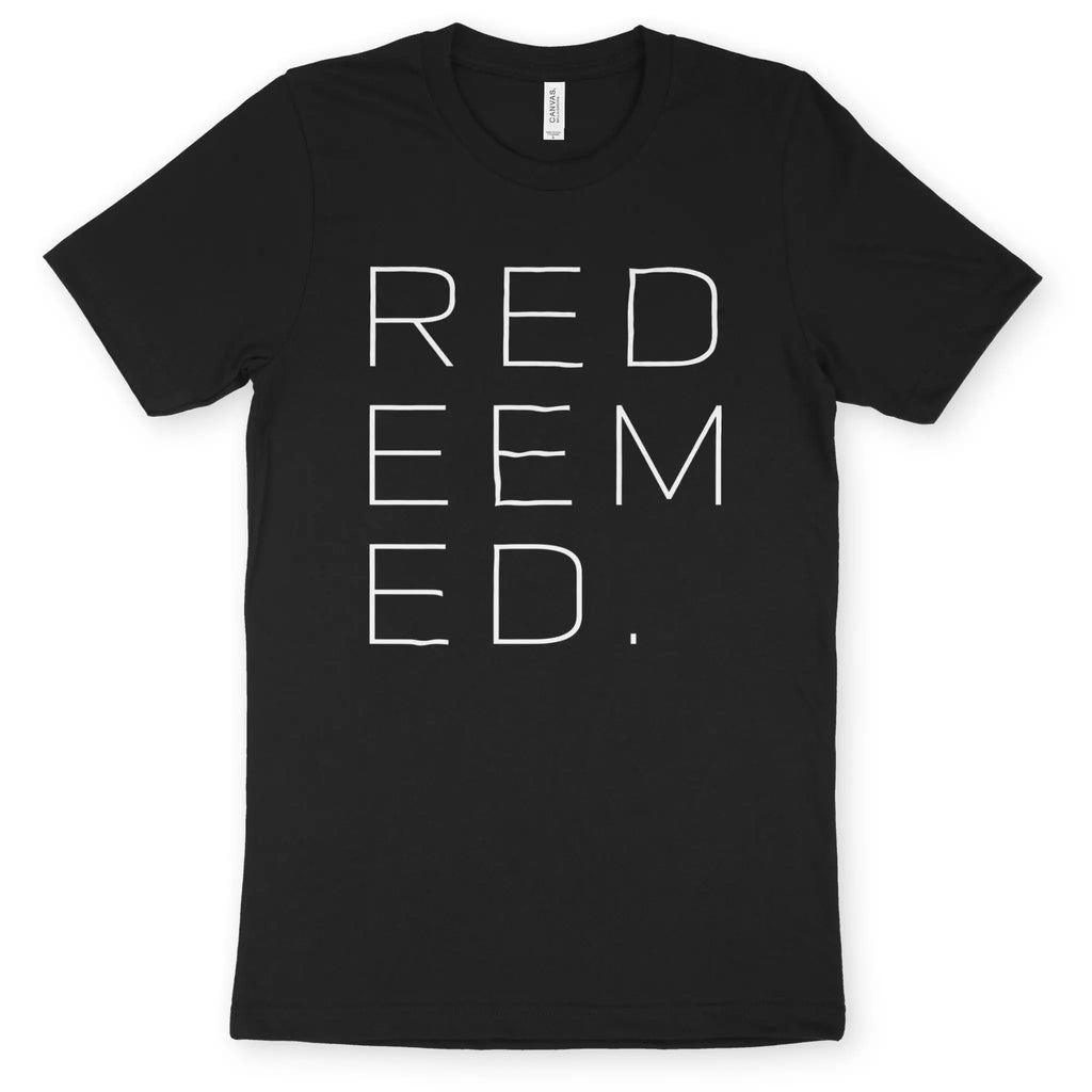 REDEEMED (minimal) – Unisex Christian T-Shirt designed by 3rd Day Christian Clothing.