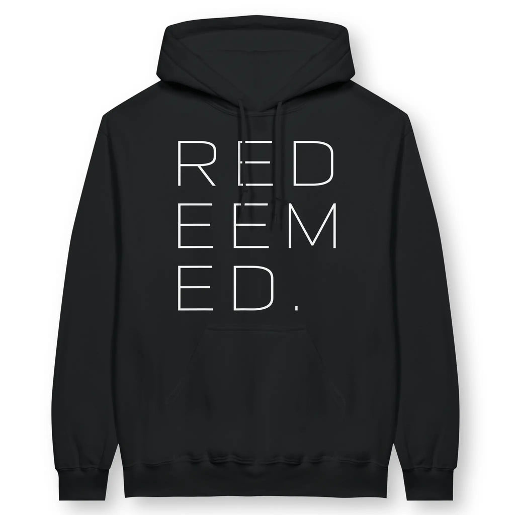 REDEEMED (minimal) – Unisex Christian Hoodie designed by 3rd Day Christian Clothing.