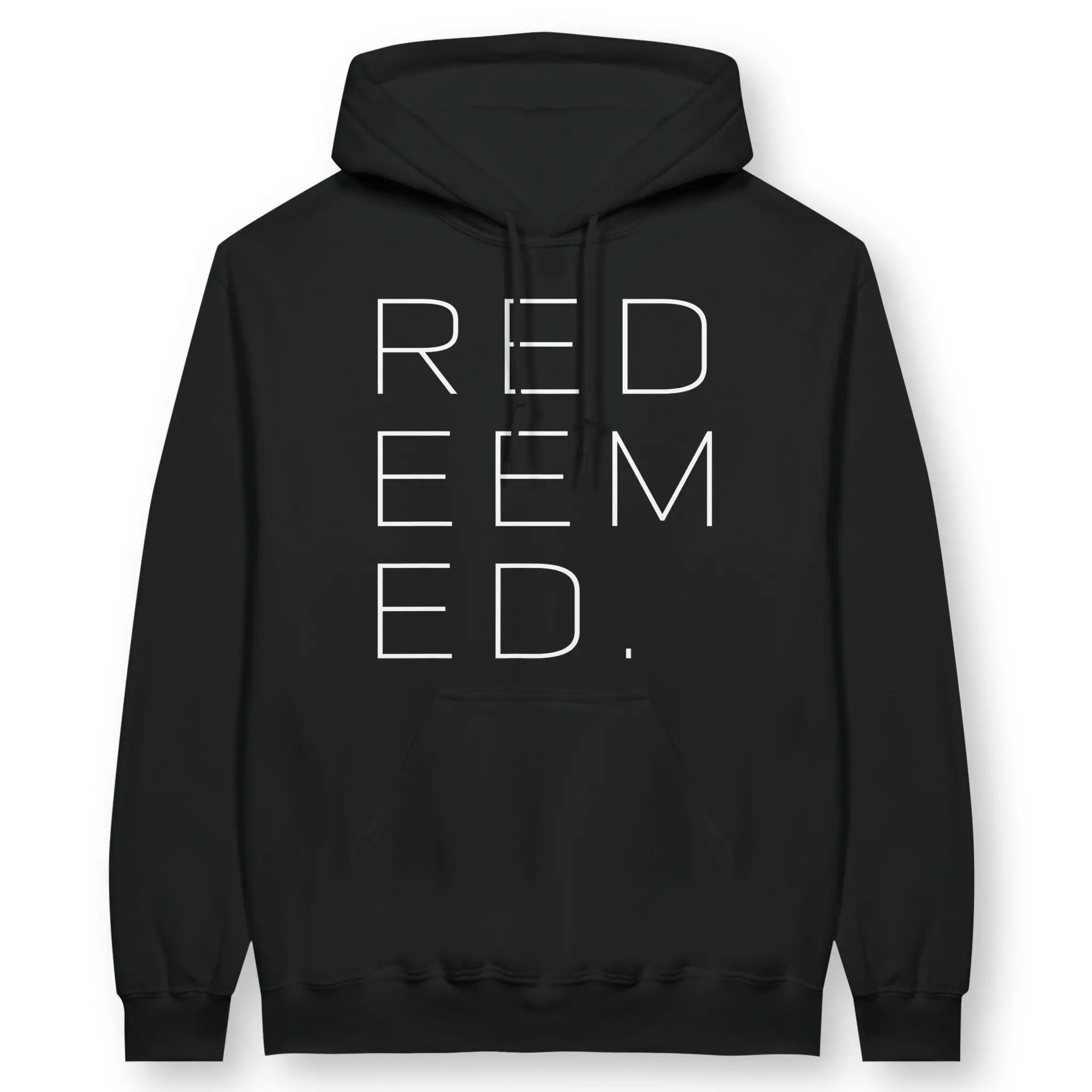 REDEEMED (minimal) – Unisex Christian Hoodie designed by 3rd Day Christian Clothing.