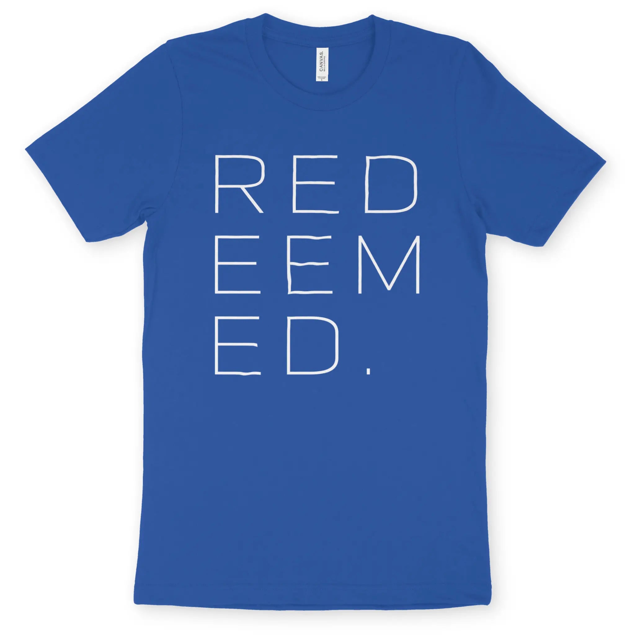 REDEEMED (minimal) – Unisex Christian T-Shirt designed by 3rd Day Christian Clothing.