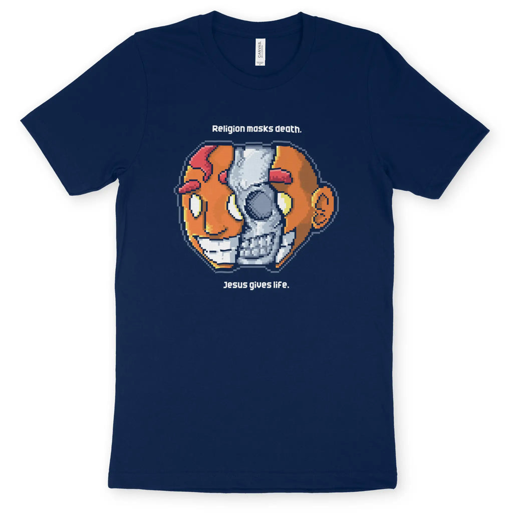 Religion vs Jesus – Unisex Christian T-Shirt designed by 3rd Day Christian Clothing.