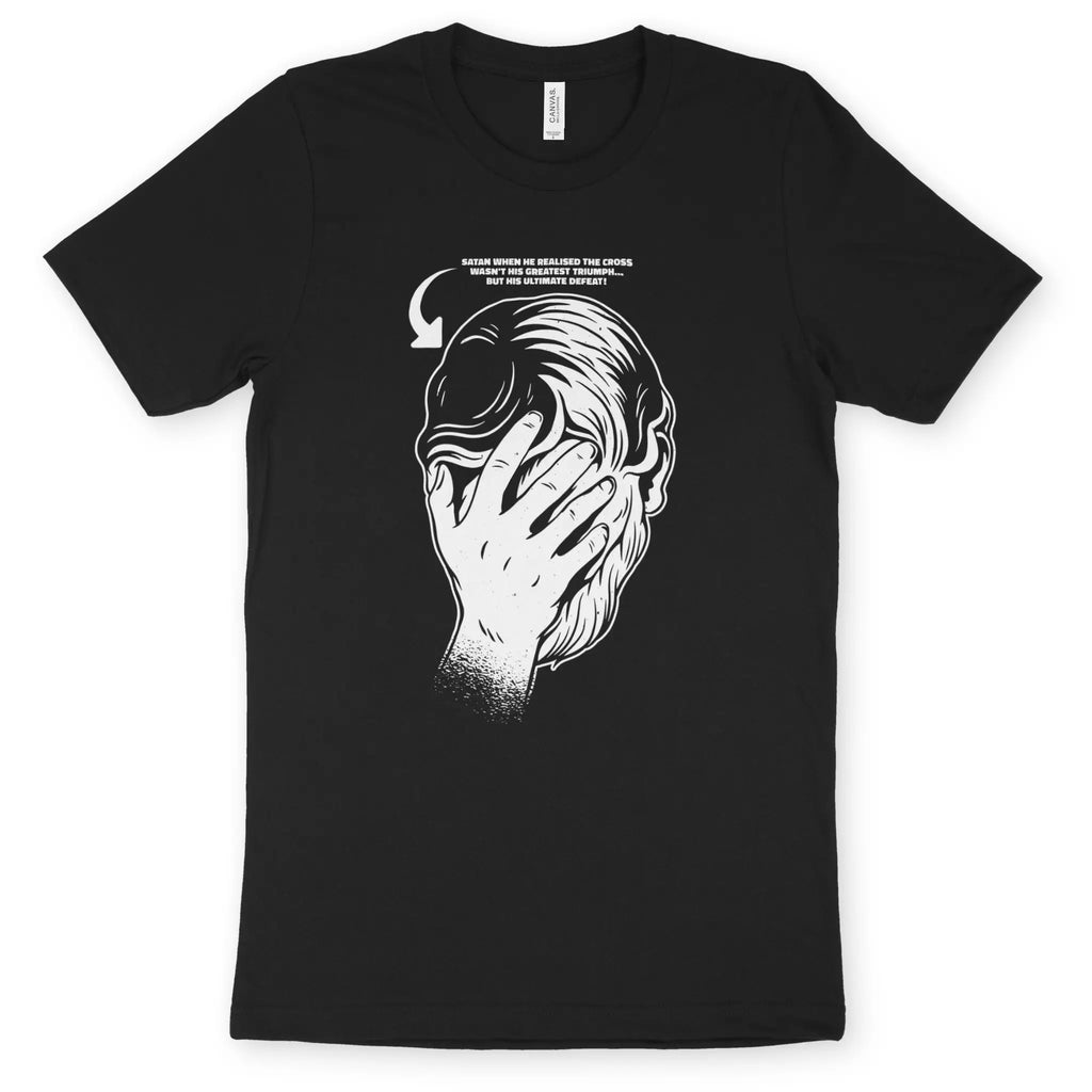 Satan's Facepalm – Unisex Christian T-Shirt designed by 3rd Day Christian Clothing.