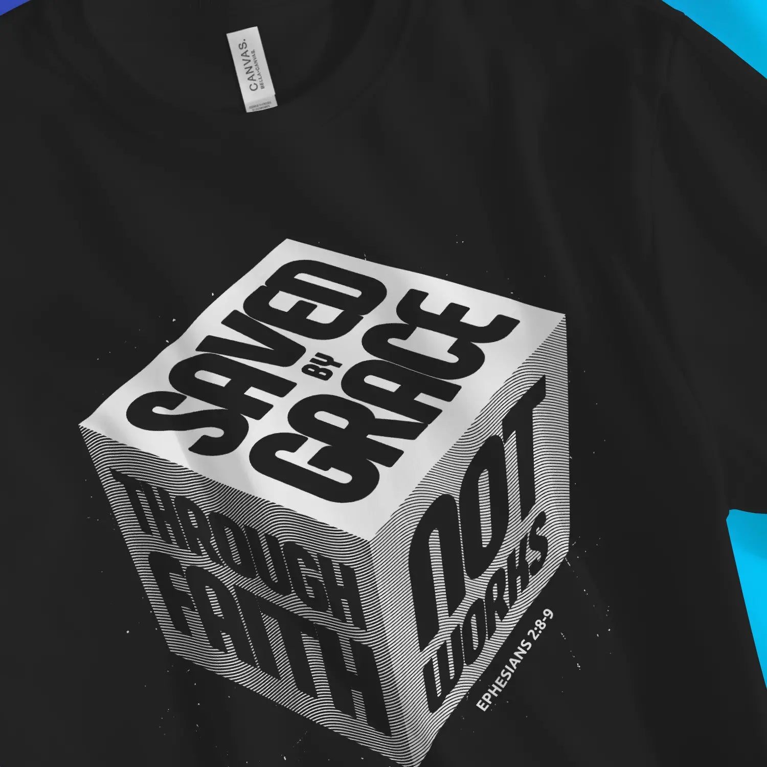 Saved By Grace (3D Cube, 2nd Edition) – Unisex Christian T-Shirt