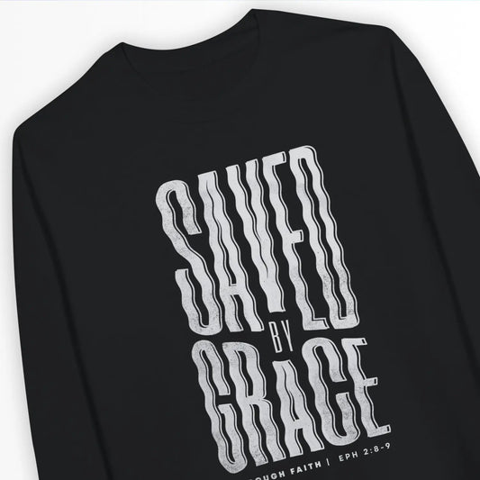 Saved By Grace (Wavy) | Premium Unisex Christian Sweatshirt