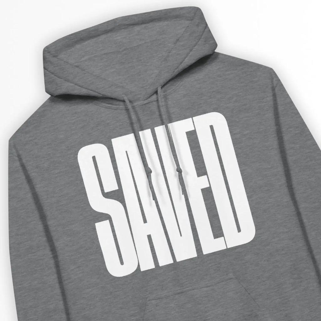 SAVED (BIG, Grey) – Unisex Christian Hoodie designed by 3rd Day Christian Clothing.