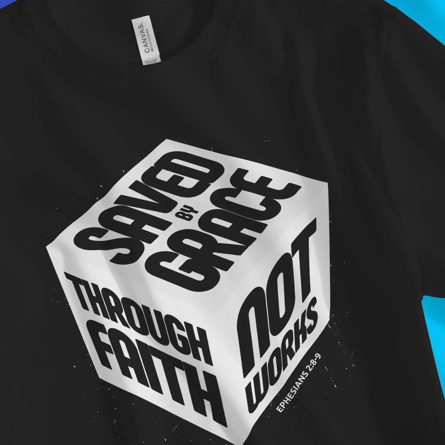 Saved By Grace (3D Cube) 2.1 – Unisex Christian T-Shirt designed by 3rd Day Christian Clothing.