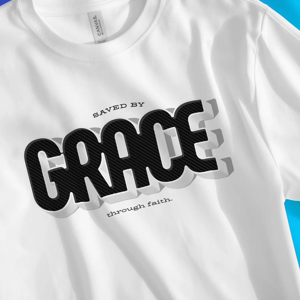 Saved By GRACE (3D) 2.0 – Unisex Christian T-Shirt designed by 3rd Day Christian Clothing.