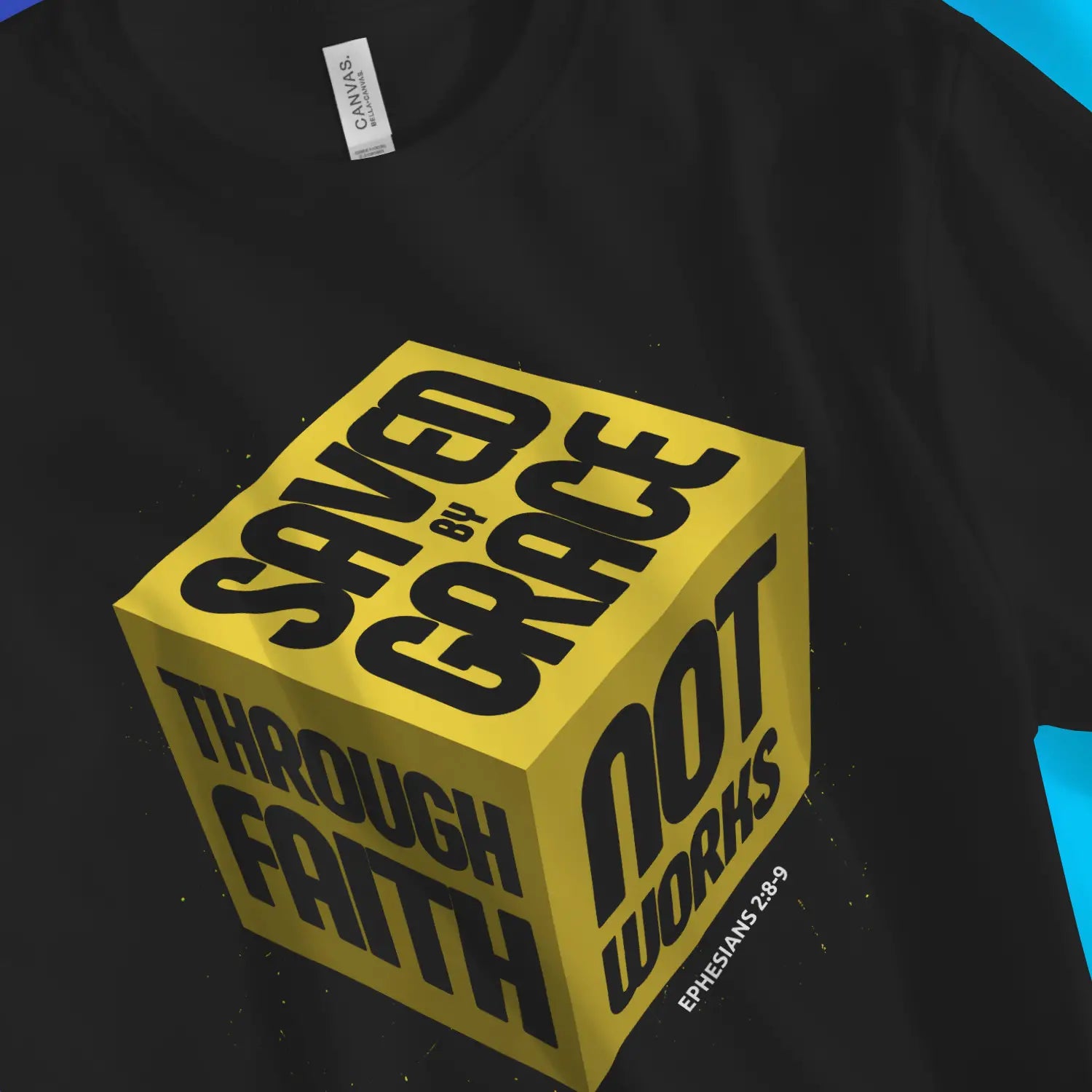 Saved By Grace (3D Cube) 4.0 | Premium Unisex Christian T-Shirt designed by 3rd Day Christian Clothing.