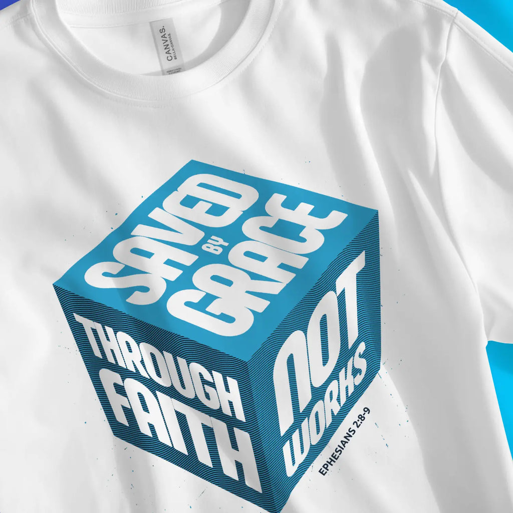 Saved By Grace (3D Cube, 7th Edition) – Unisex Christian T-Shirt