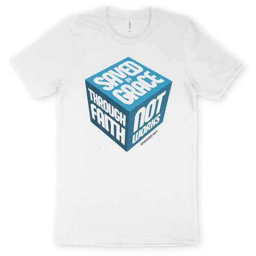 Saved By Grace (3D Cube, 7th Edition) – Unisex Christian T-Shirt designed by 3rd Day Christian Clothing.