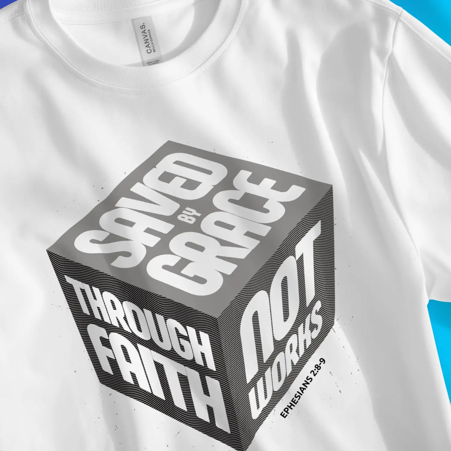 Saved By Grace (3D Cube, 4th Edition) – Unisex Christian T-Shirt