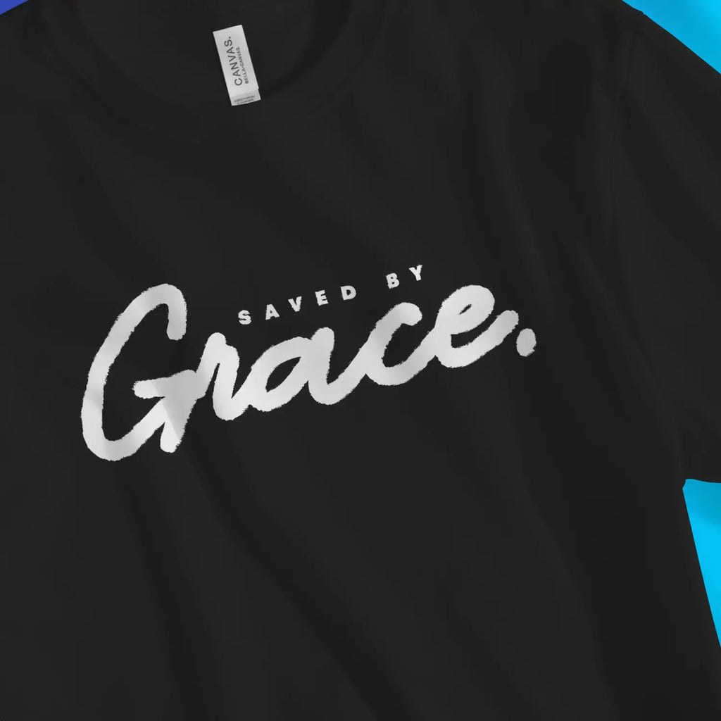 Saved By Grace (Ink) 2.0 – Unisex Christian T-Shirt designed by 3rd Day Christian Clothing.