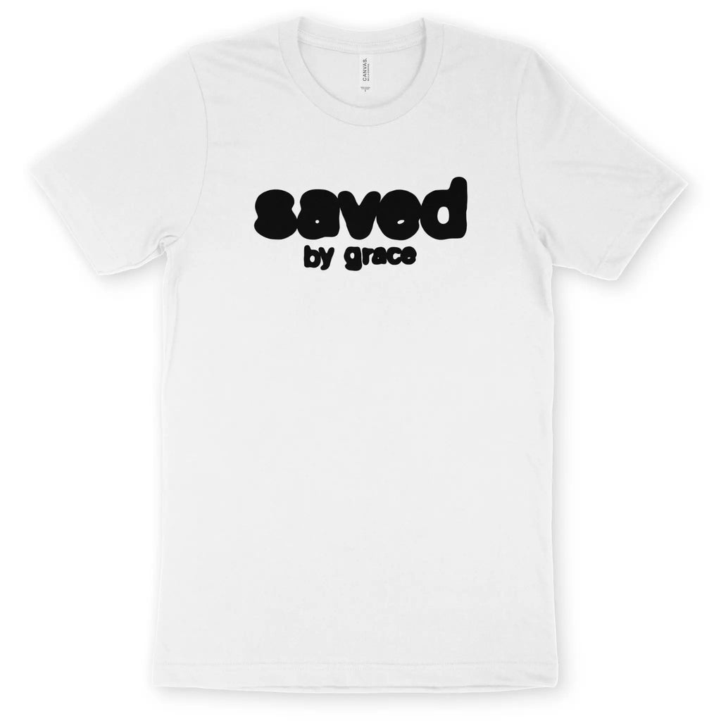 Saved By Grace (Inky) – Unisex Christian T-Shirt designed by 3rd Day Christian Clothing.