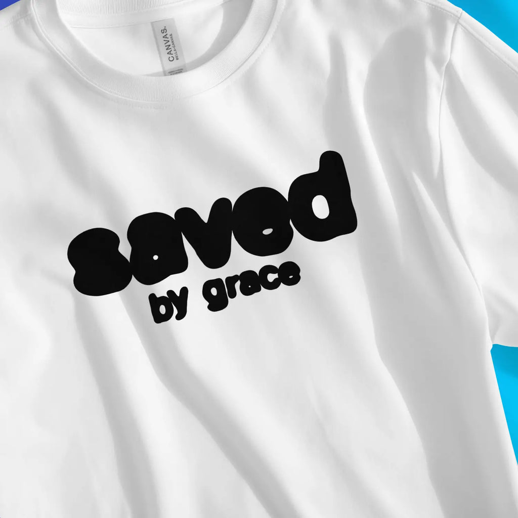 Saved By Grace (Inky) – Unisex Christian T-Shirt designed by 3rd Day Christian Clothing.