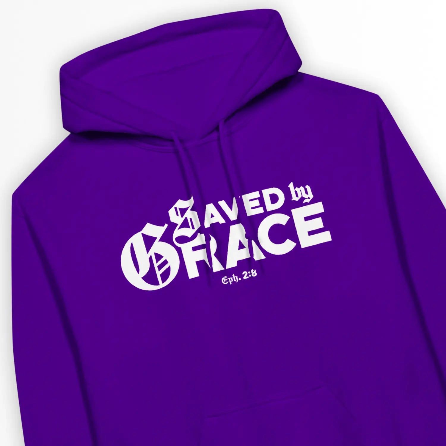 Saved By Grace (Eph. 2:8, Purple) – Unisex Christian Hoodie designed by 3rd Day Christian Clothing.