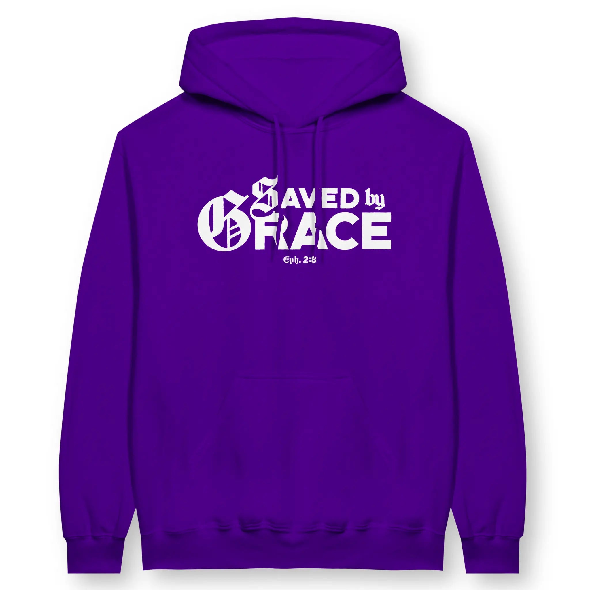 Saved By Grace (Eph. 2:8, Purple) – Unisex Christian Hoodie designed by 3rd Day Christian Clothing.