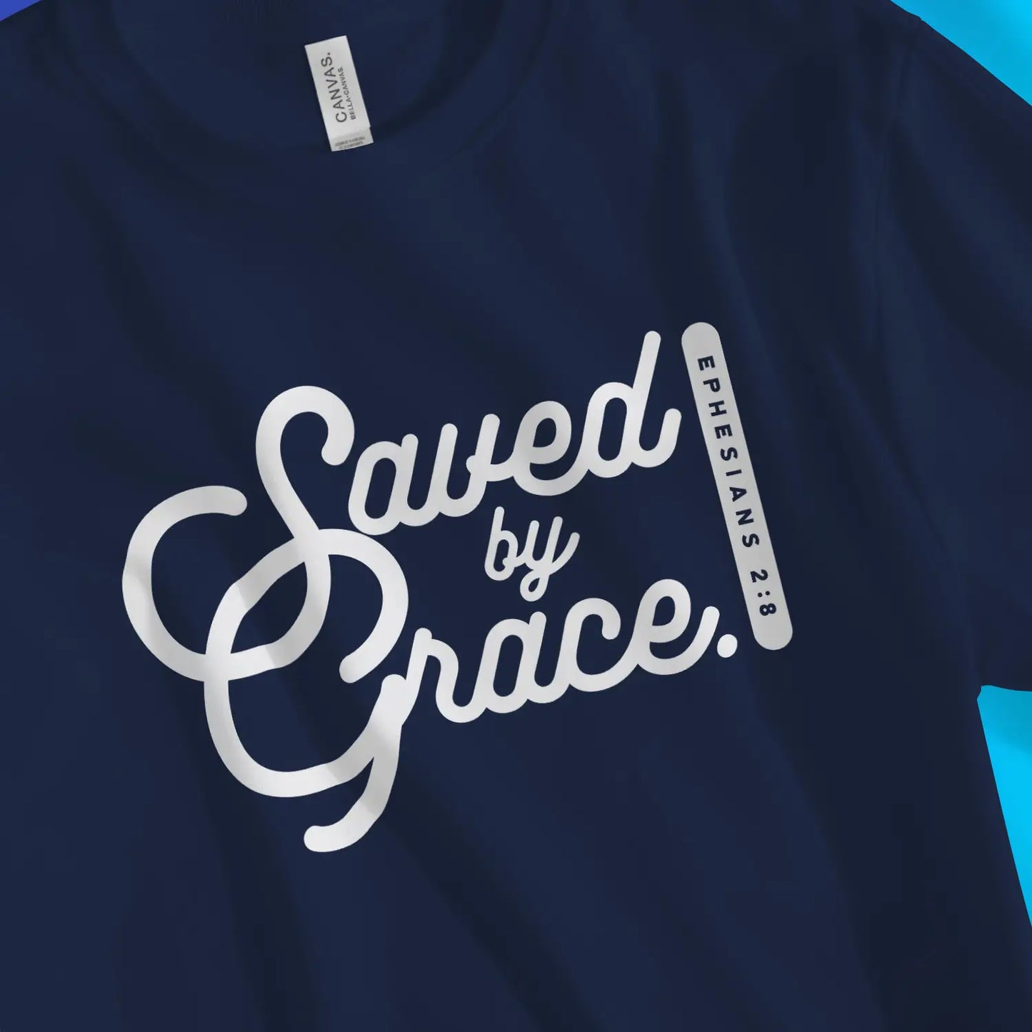 Saved by Grace (Script) | Premium Unisex Christian T-Shirt designed by 3rd Day Christian Clothing.