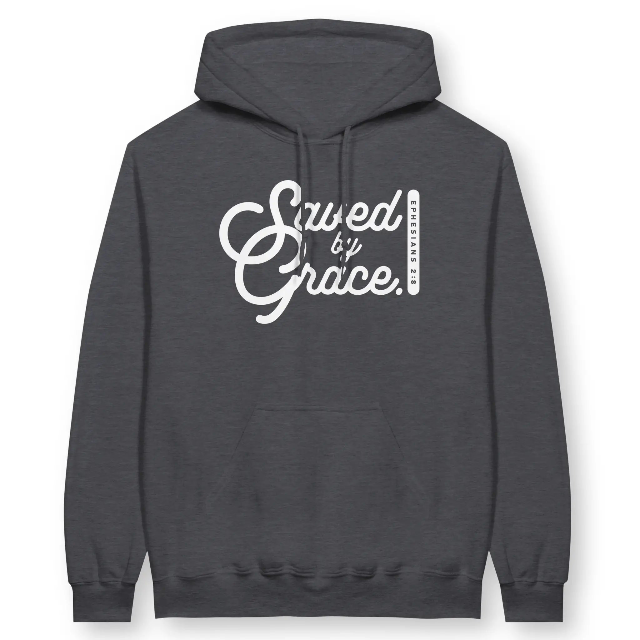 Saved By Grace (Script) – Unisex Christian Hoodie designed by 3rd Day Christian Clothing.