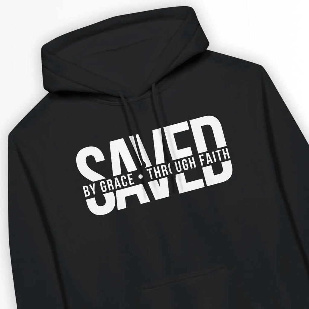 SAVED (By Grace • Through Faith) – Unisex Christian Hoodie designed by 3rd Day Christian Clothing.