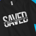 SAVED (By Grace • Through Faith) – Unisex Christian T-Shirt designed by 3rd Day Christian Clothing.