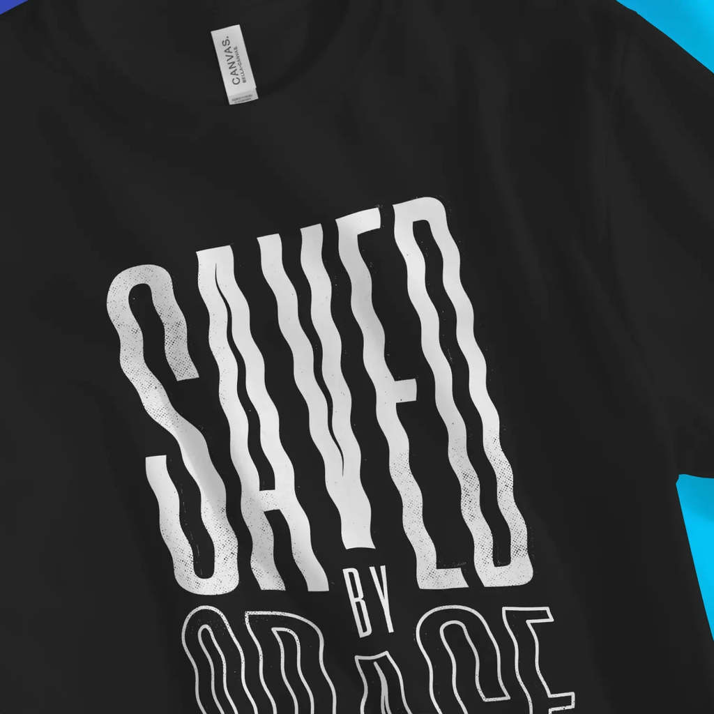 Saved By Grace (Wavy) 2.0 – Unisex Christian T-Shirt designed by 3rd Day Christian Clothing.