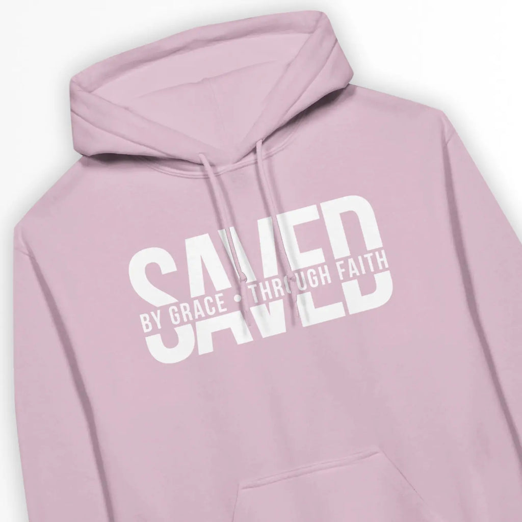 SAVED (By Grace • Through Faith) – Unisex Christian Hoodie designed by 3rd Day Christian Clothing.