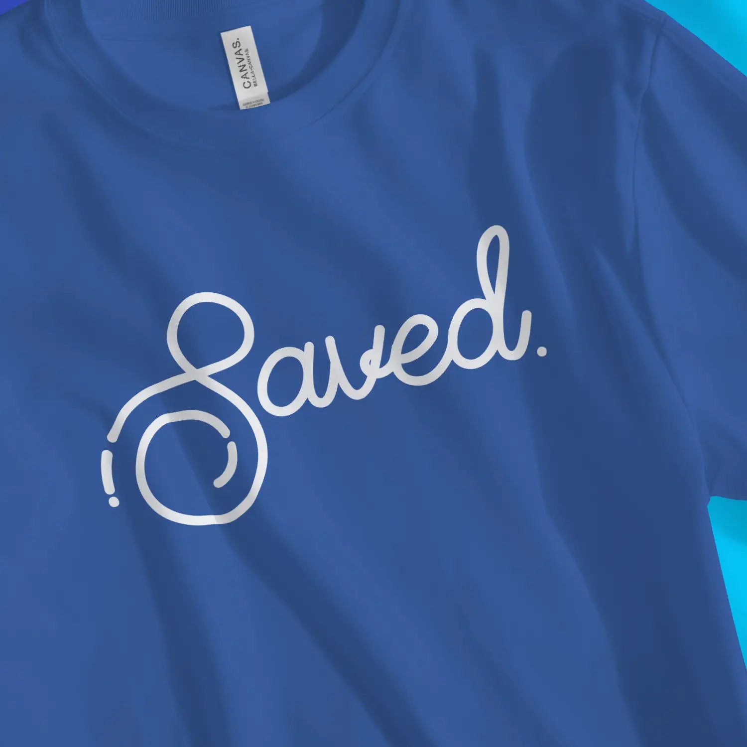 Saved (Stylish Script) | Premium Unisex Christian T-Shirt designed by 3rd Day Christian Clothing.