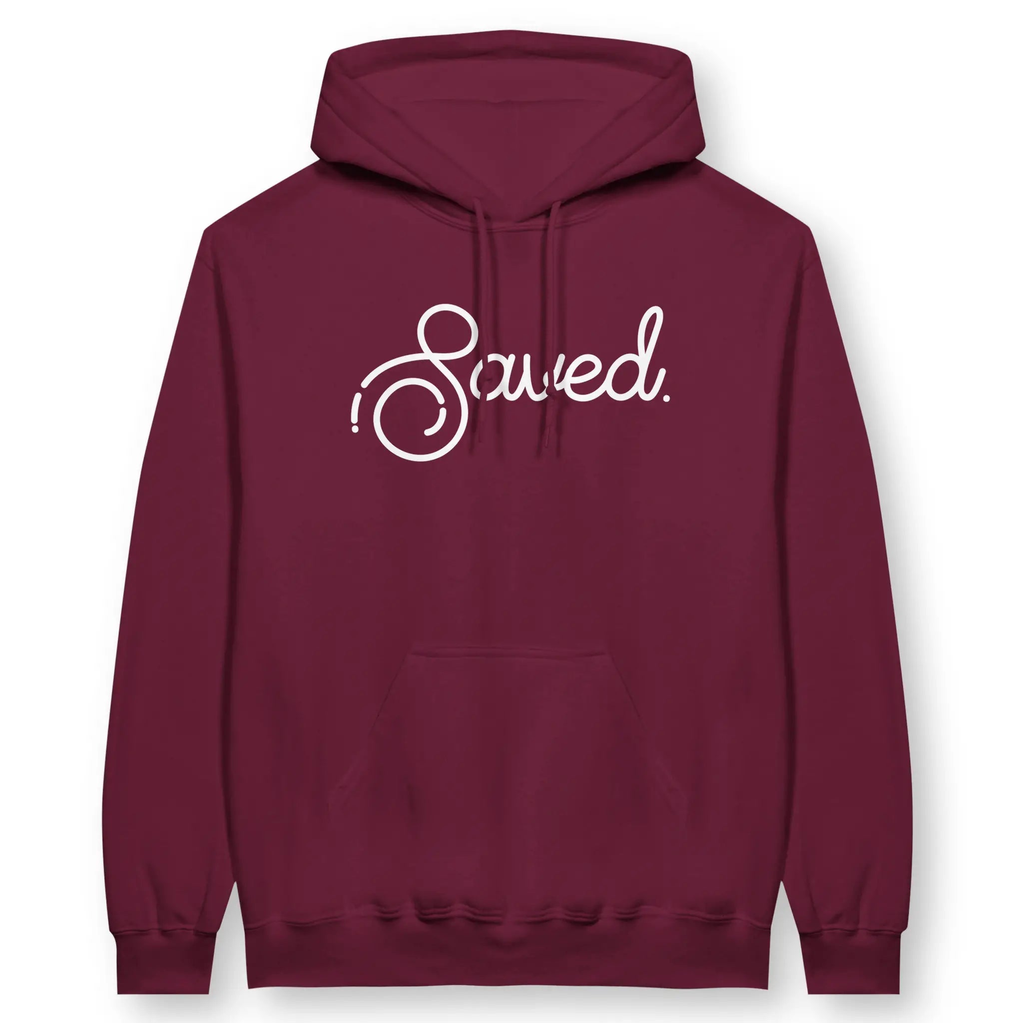Saved (Stylish Script) – Unisex Christian Hoodie designed by 3rd Day Christian Clothing.