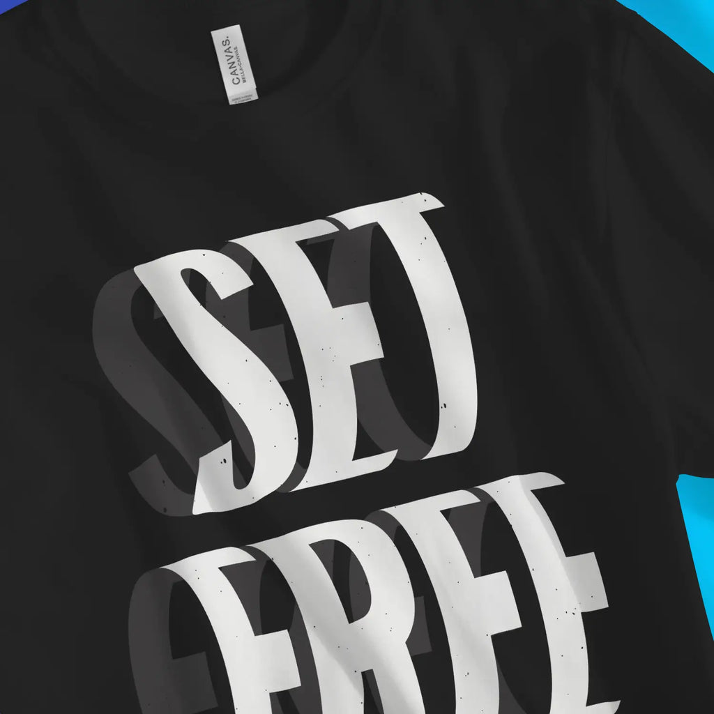 SET FREE (John 8:36, Black) – Unisex Christian T-Shirt designed by 3rd Day Christian Clothing.