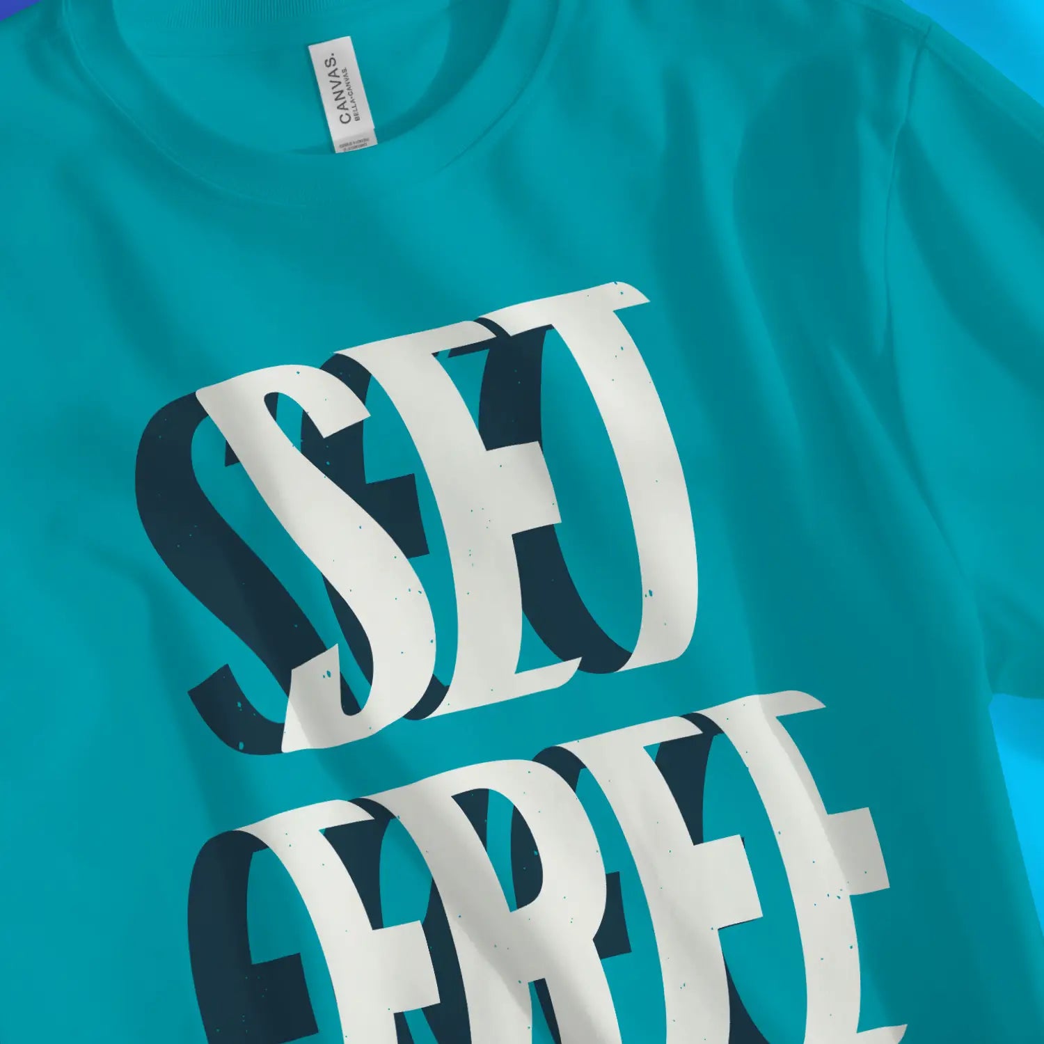 SET FREE (John 8:36) Turquoise – Unisex Christian T-Shirt designed by 3rd Day Christian Clothing.