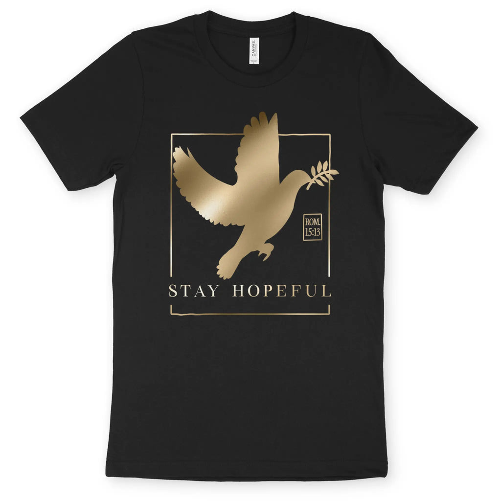 Stay Hopeful (Gold) – Unisex Christian T-Shirt designed by 3rd Day Christian Clothing.
