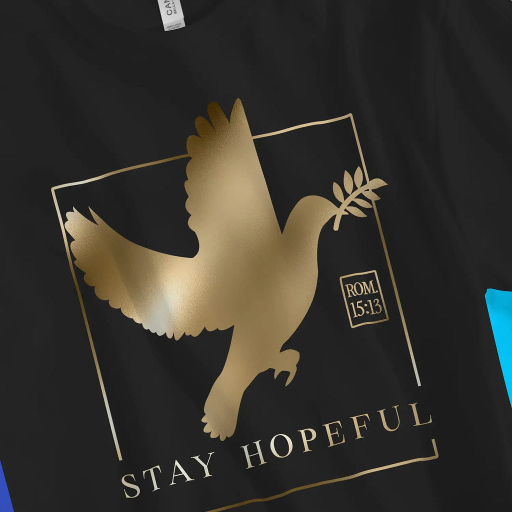 Stay Hopeful (Gold) – Unisex Christian T-Shirt designed by 3rd Day Christian Clothing.