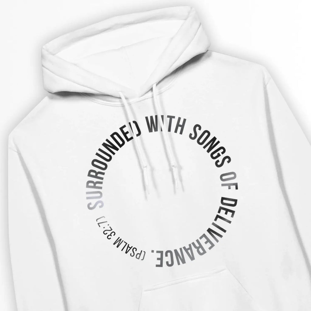 Surrounded (Psalm 32:7) – Unisex Christian Hoodie designed by 3rd Day Christian Clothing.
