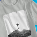 The Cross On A Hill (Silver) – Unisex Christian T-Shirt designed by 3rd Day Christian Clothing.