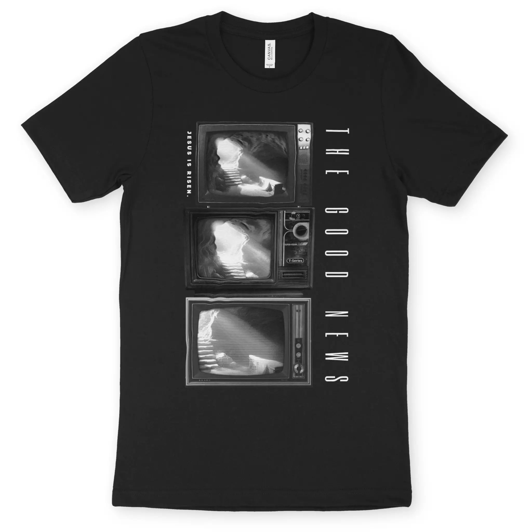 The Good News TVs 2.0 – Unisex Christian T-Shirt designed by 3rd Day Christian Clothing.
