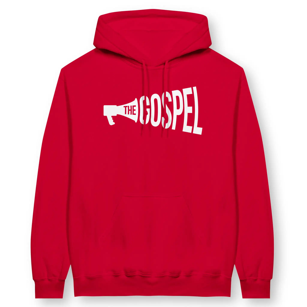 The Gospel (Red) – Unisex Christian Hoodie designed by 3rd Day Christian Clothing.