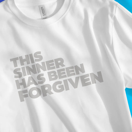 This Sinner Has Been Forgiven (White) – Unisex Christian T-Shirt designed by 3rd Day Christian Clothing.