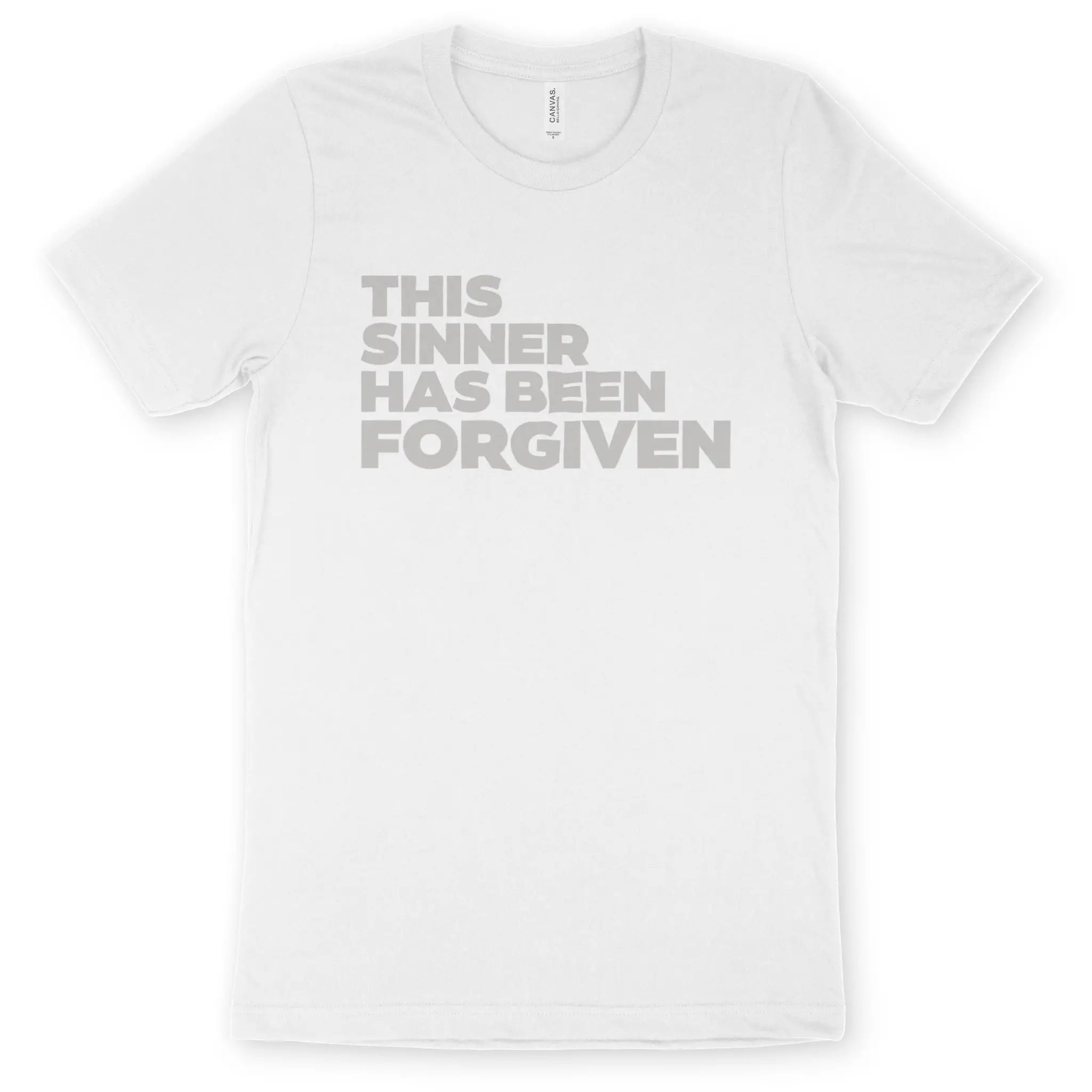 This Sinner Has Been Forgiven (White) – Unisex Christian T-Shirt designed by 3rd Day Christian Clothing.