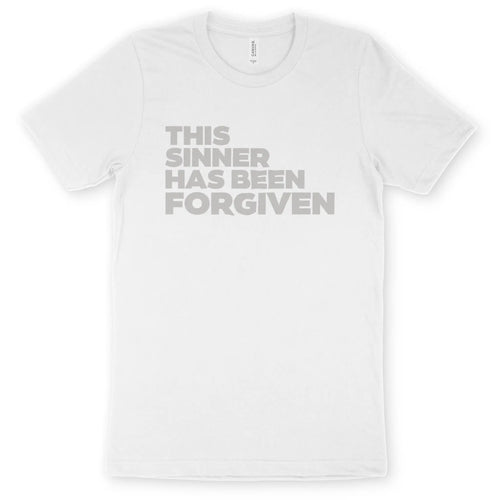 This Sinner Has Been Forgiven (White) – Unisex Christian T-Shirt designed by 3rd Day Christian Clothing.
