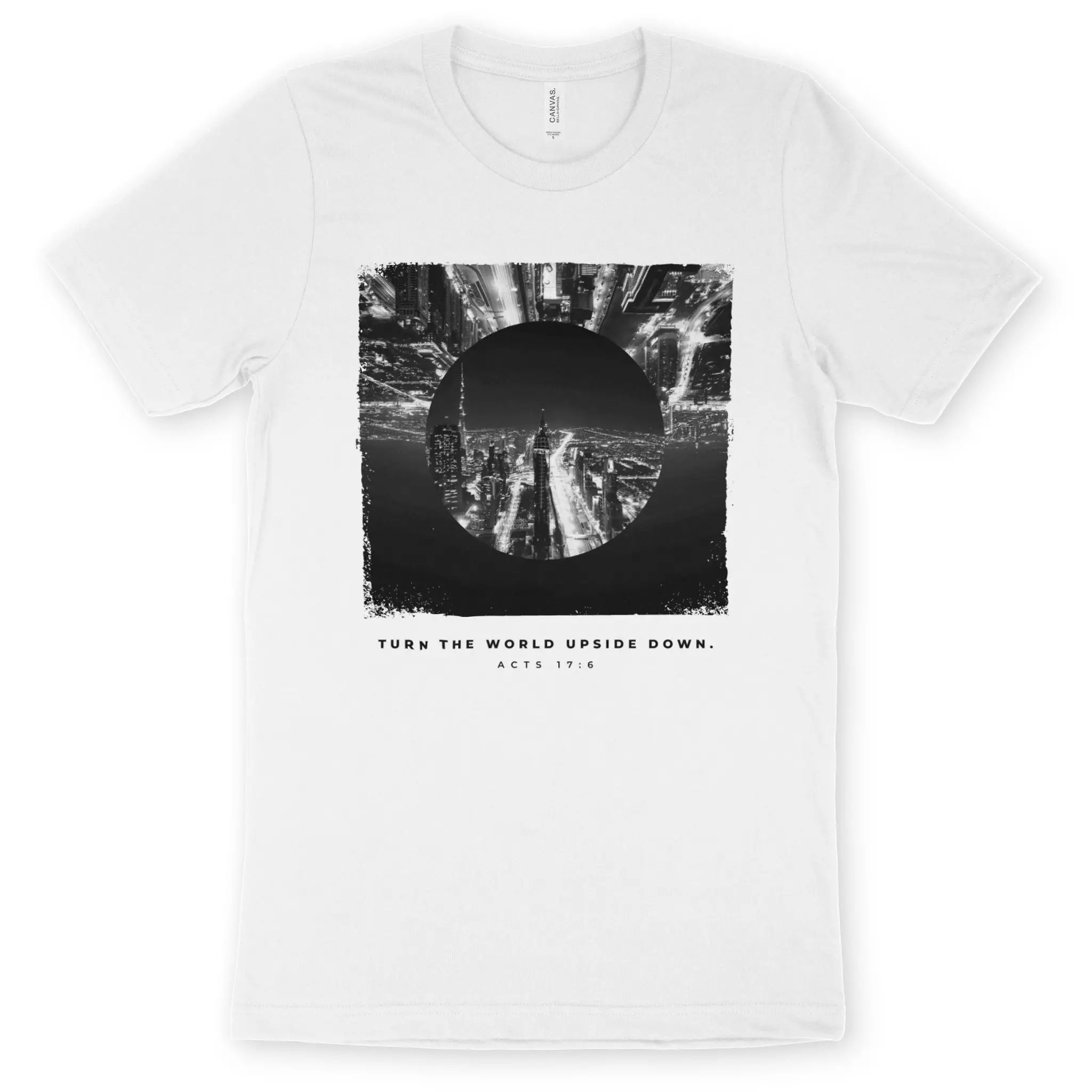 Turn The World Upside Down 2.0 – Unisex Christian T-Shirt designed by 3rd Day Christian Clothing.