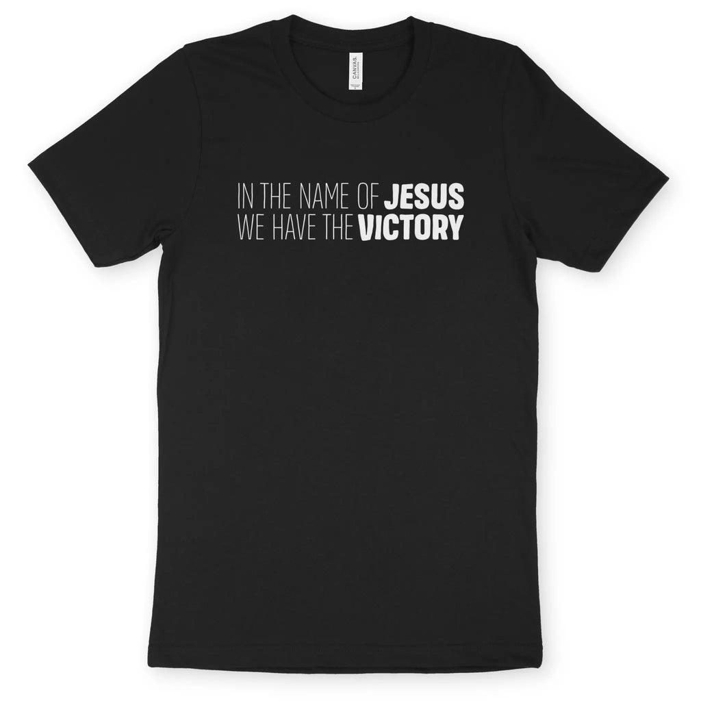 Victory In The Name of Jesus – Unisex Christian T-Shirt designed by 3rd Day Christian Clothing.
