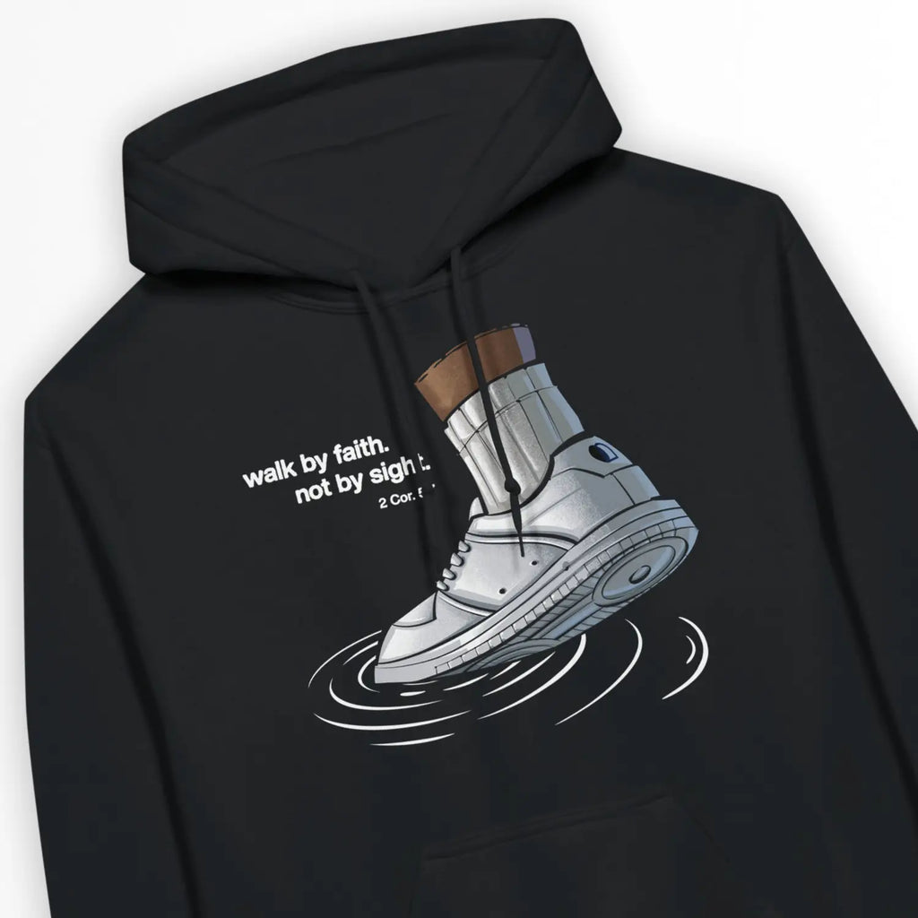 Walk By Faith (2 Cor. 5:7) – Unisex Christian Hoodie designed by 3rd Day Christian Clothing.